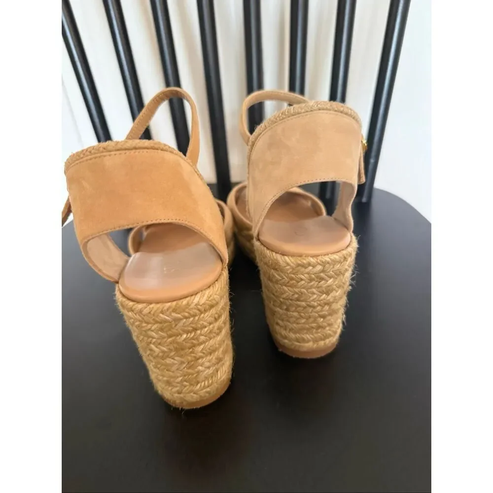Stuart Weitzman Mirela 11 suede cross front espadrille sandals 6